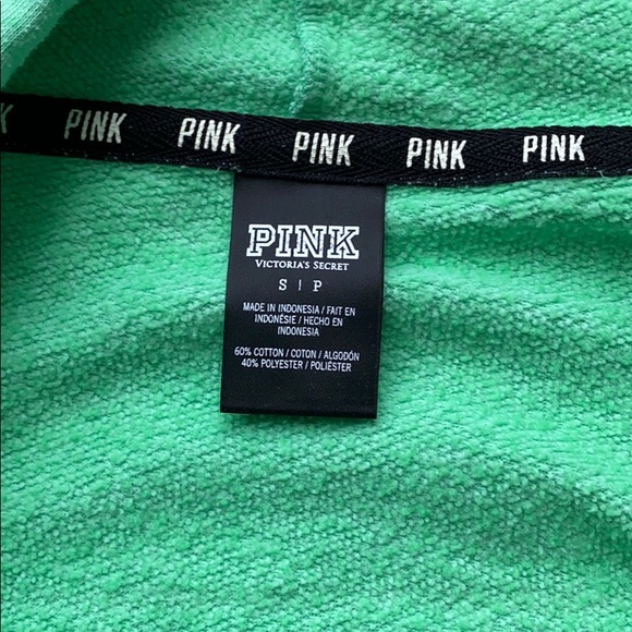 PINK Small Green Zip-Up Hoodie - Picture 3 of 3